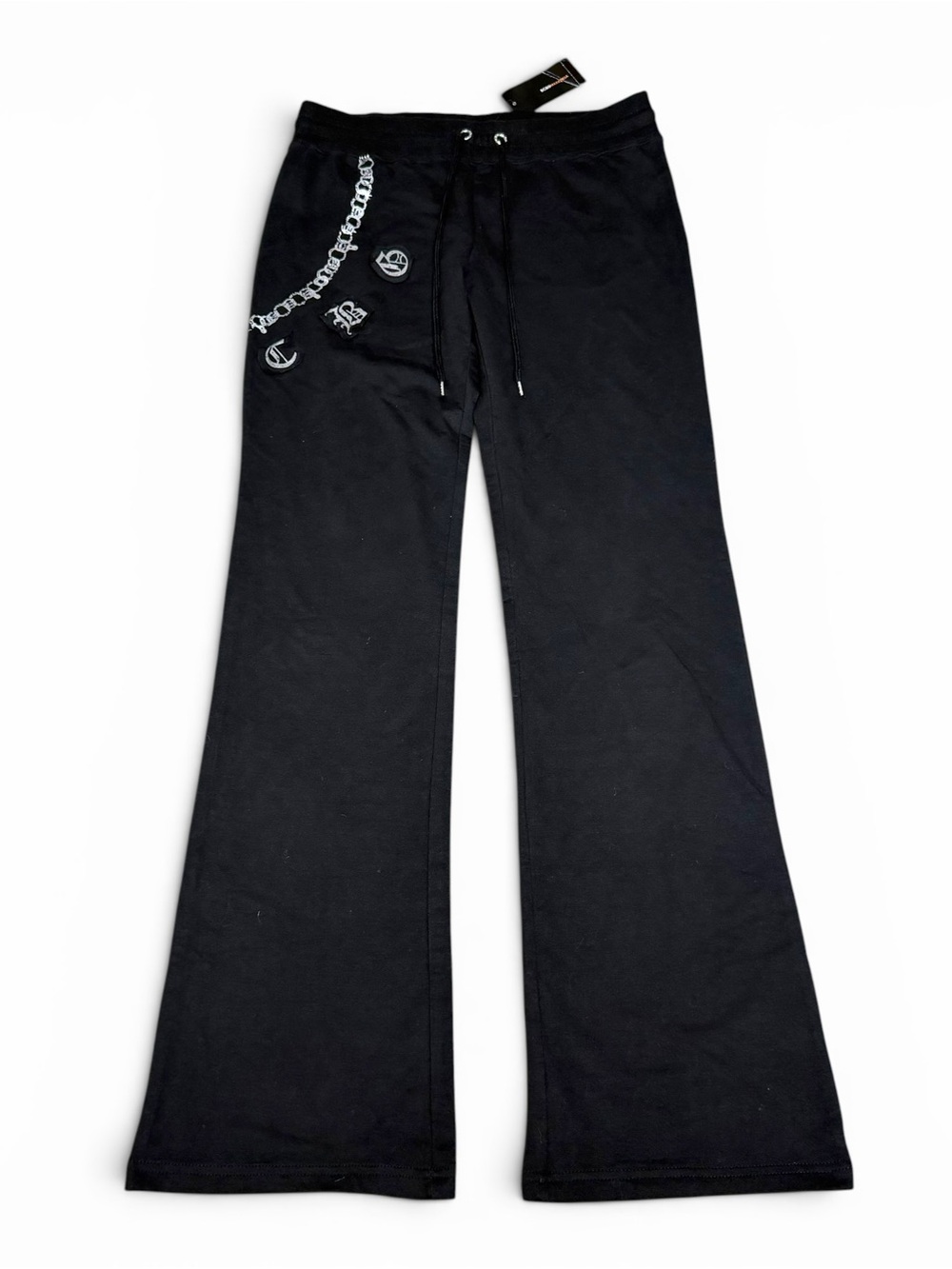 NWT BCBG Max Azria Silver Chain Graphic Sweatpants in Black